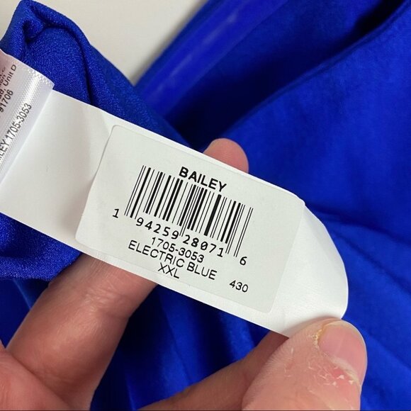 NEW Dress The Population Bailey Dress Electric Blue Size XXL Midi Off Sheath - Picture 5 of 12